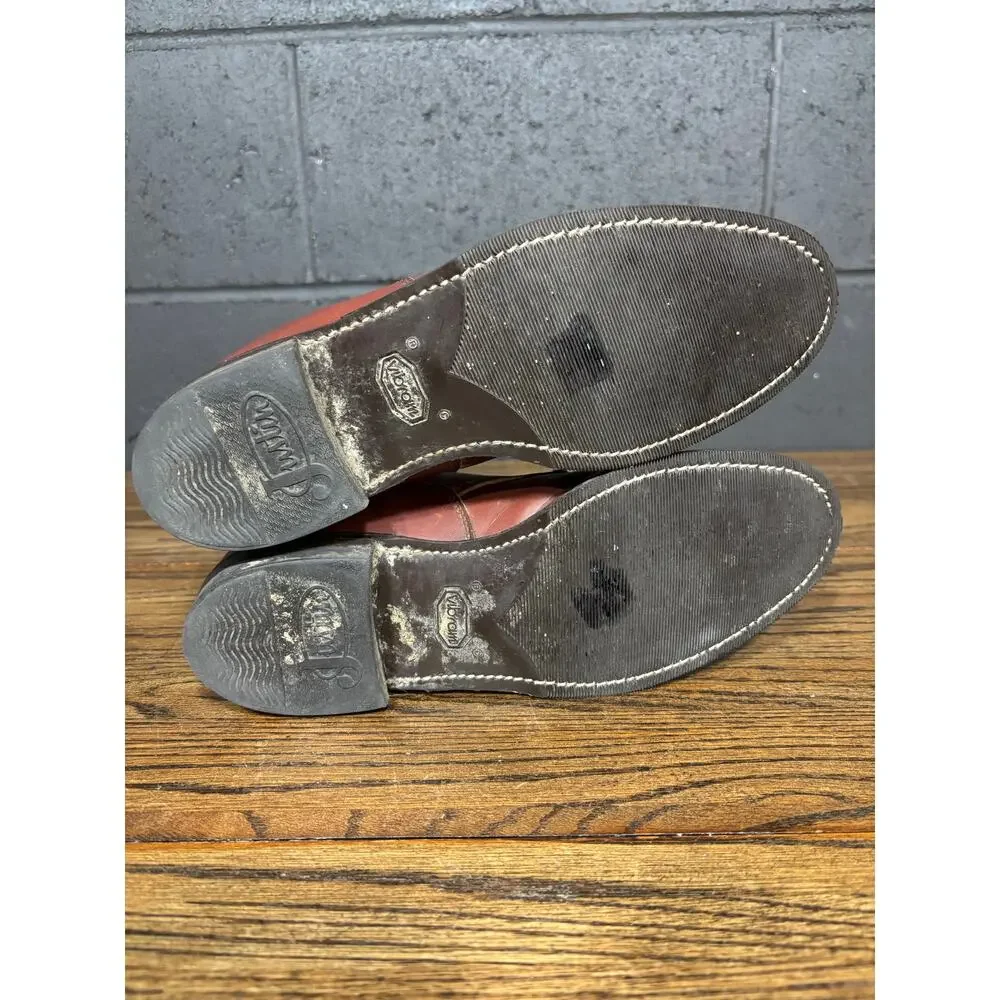 Vintage Justin Lace Up Roper Boots Burgundy Leather Kiltie USA Women’s 7.5 - Picture 6 of 9